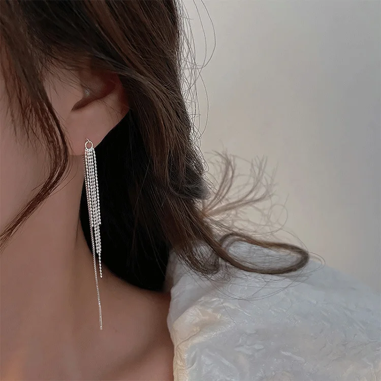 Ohrringe aus 925er-Sterlingsilber mit Quasten für Damen, Schmuck, Verlobung, Piercing, Großhandel, Zubehör, verhindert Allergien, Geld 925 – Detail 6