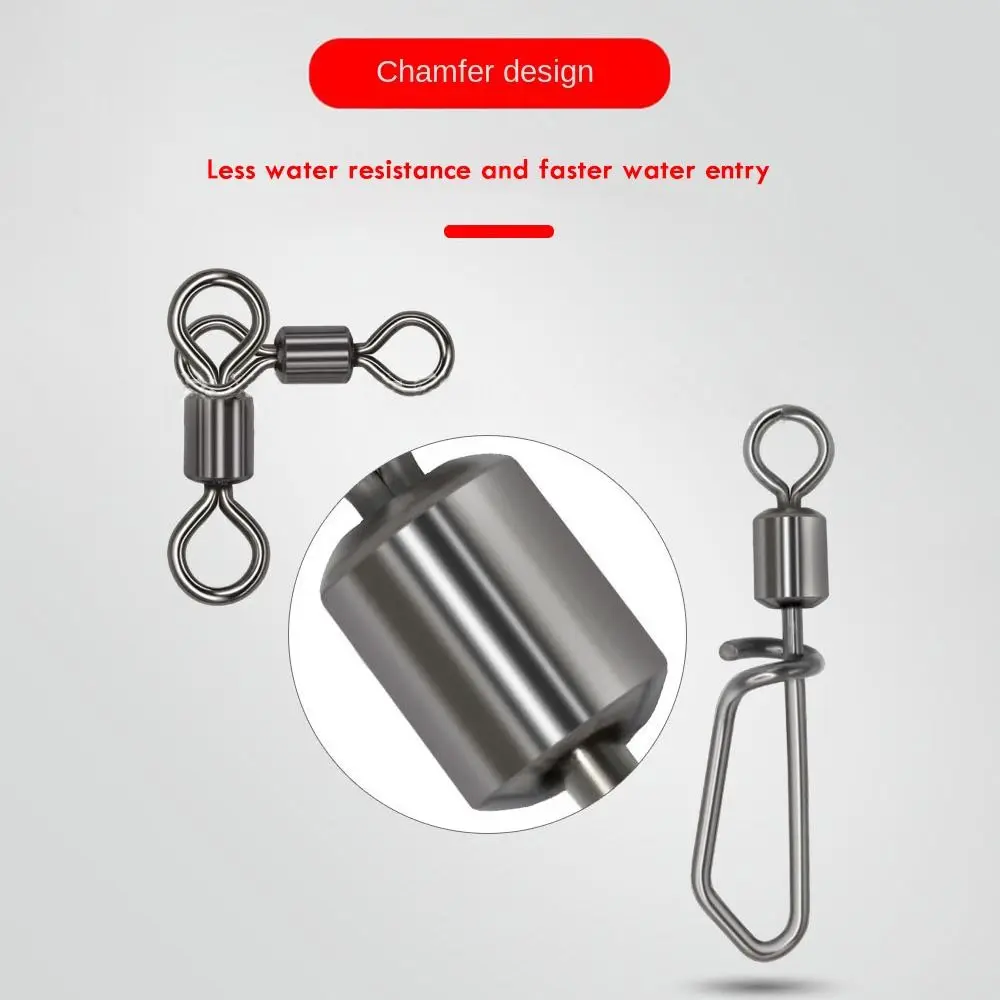 Hot Bearing Barrel Fishing Snap Connector with Pin Stainless Steel Durable Rolling Swivel Solid Ring Sea Fishing Heavy Duty Ball