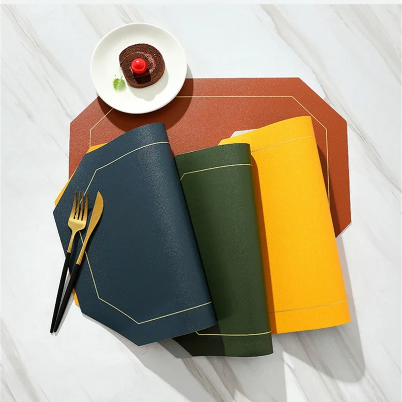 

1Pcs Nordic Style Leather Western Table Mat PU Oil-Proof Table Mat Hotel Home Dining Plate Mat Non-Slip Heat Insulation Pad