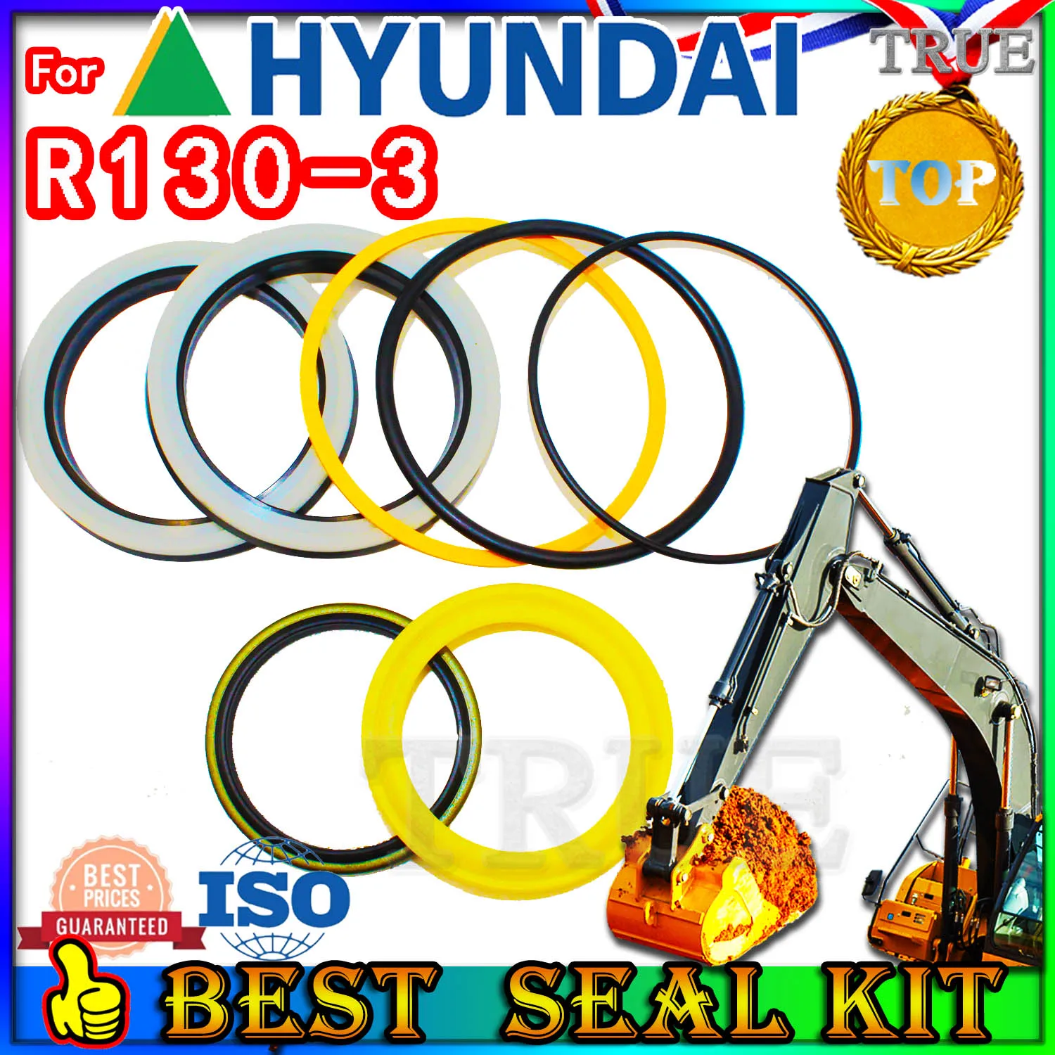 

For Hyundai R130-3 Oil Seal Repair Kit Boom Arm Bucket Excavator Hydraulic Cylinder R130 3 Swing Gear Center Joint Gasket NBR