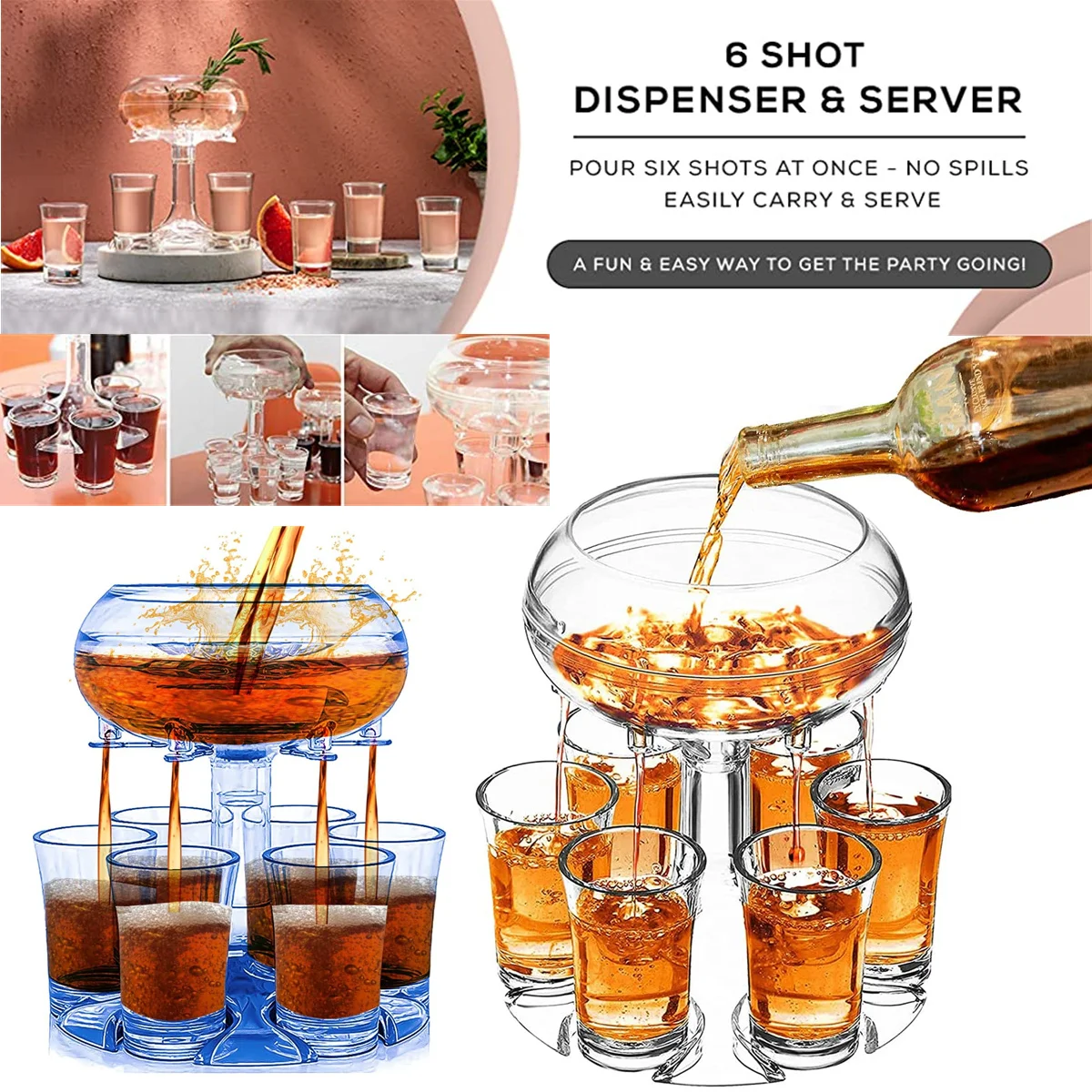 Acrylic 6 Shot Liquor Dispenser, Beer Whisky Alcohol Drink Shot Glass  Liquor Dispenser Holder for Bar Home Party Drinking Tools - AliExpress 15