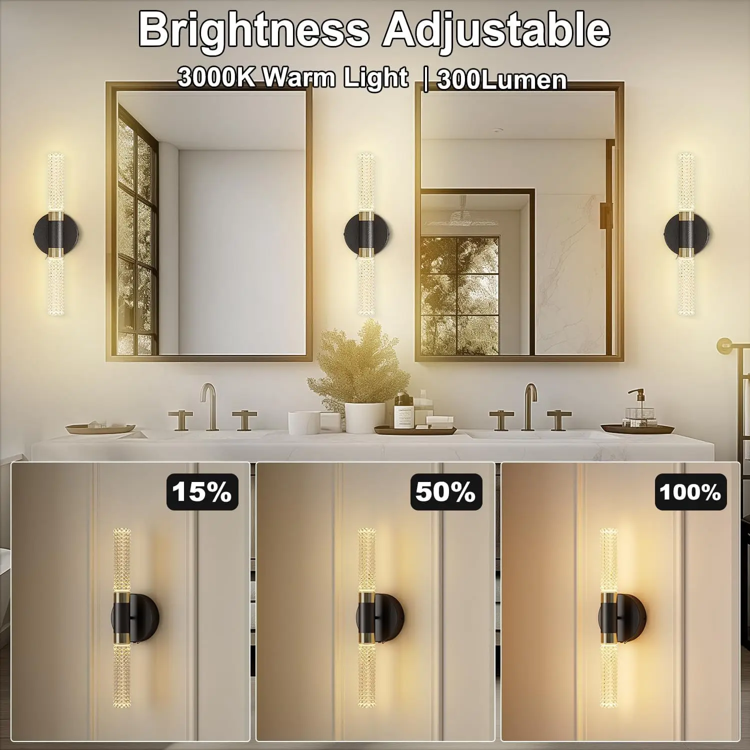 Battery-Powered Wall Light with Remote Control for Living Room Bedroom Wireless Three-Color Dimming Lamp