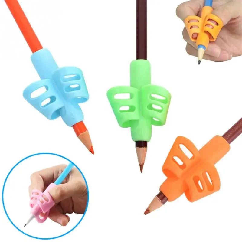 

3pc/set Two Finger Pencil Holder Writing Aid Tools Ergonomic Non-toxic Silicone Grip Soft Training Posture Correction Children