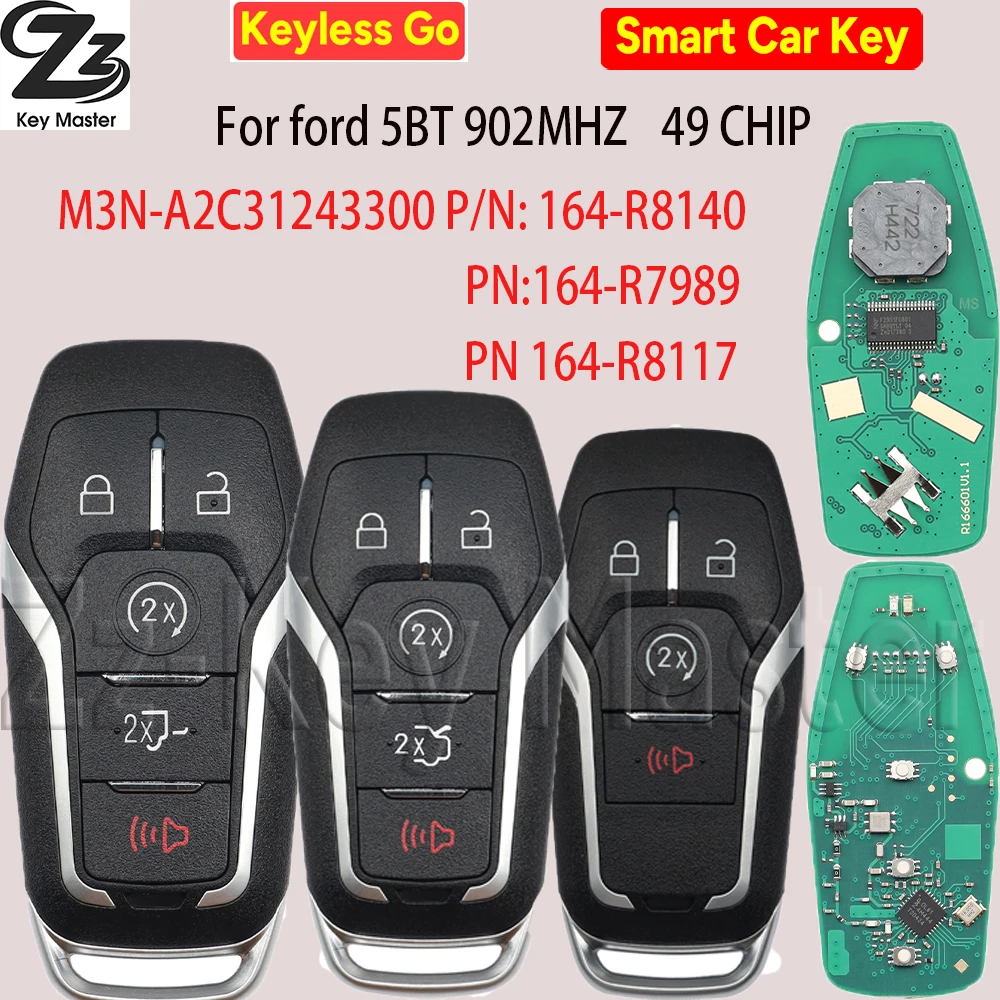 

Zz M3N-A2C31243300 902 МГц ID49 Бесконтактный автомобильный дистанционный смарт-ключ для Ford F-150 Edge Explorer Mustang 2015-2017 lincol mkz mkc