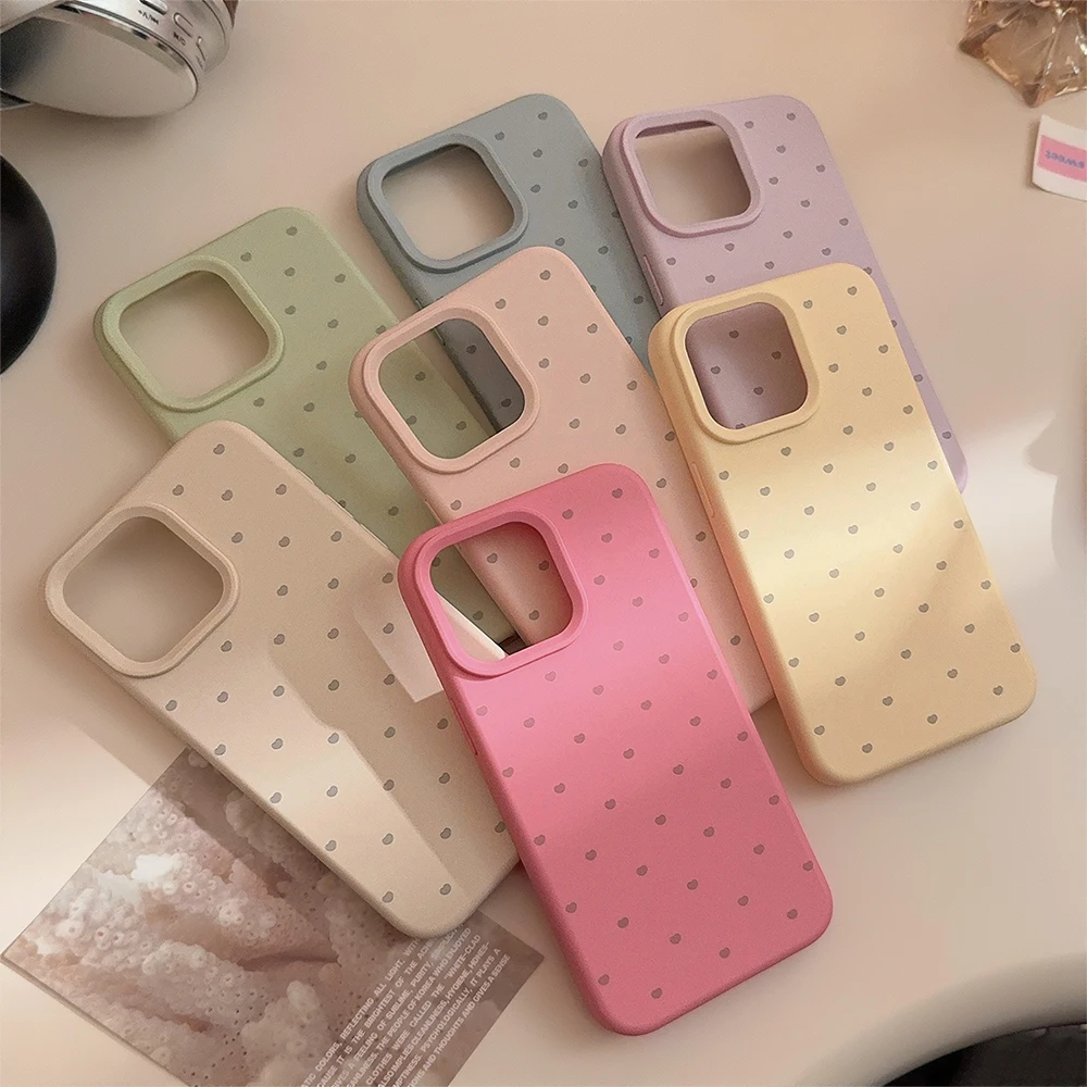 Ins 마카롱 컬러 시리즈 전체 화면 Little Love 소프트 폰 커버 케이스 iPhone 16 15 14 13 12 Pro Max Plus