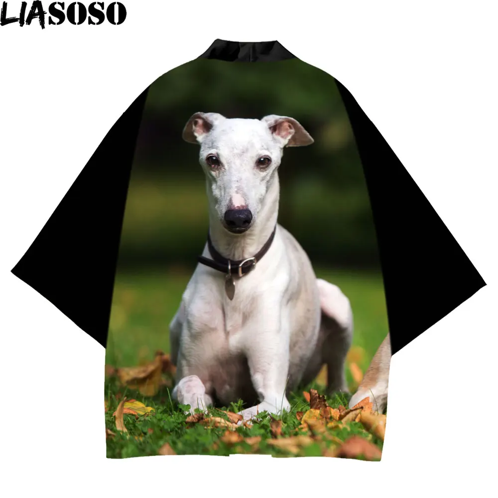 LIASOSO Japanese Style Yutaka Hanbok Korean Hanfu Animals Greyhound Racing Dog Clothes Women Kimonos Mujer Summer 2022 Haori Top