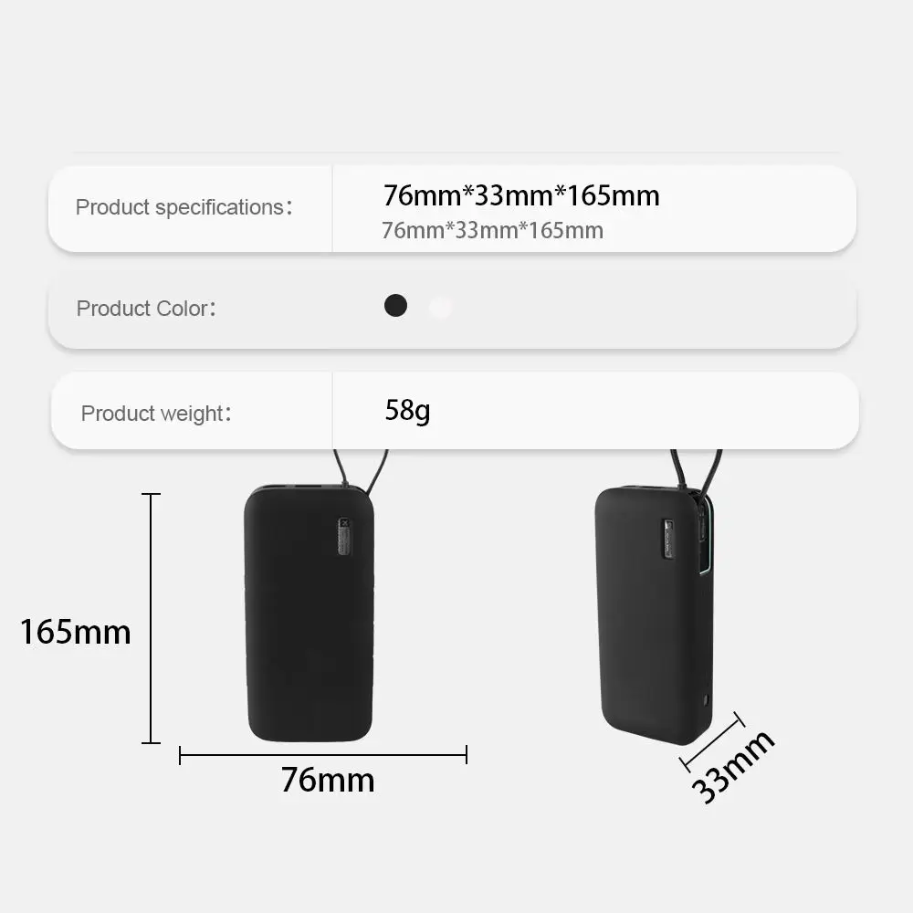 Silicone Portable Charger Protective Case Anti-fall Shockproof Carrying Organizer Sleeve for CUKTECH CP25 PB200N 20000mAh 55W