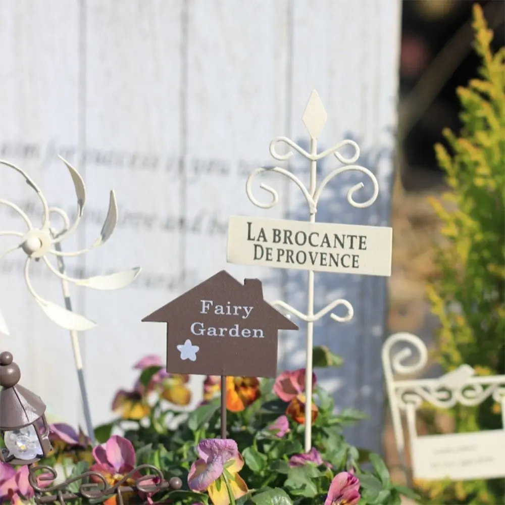 Metal Dollhouse Furniture White Rusty Photo Props Fairy Garden Accessories Rocking Chair Desktop Ornament Bonsai Board Stake