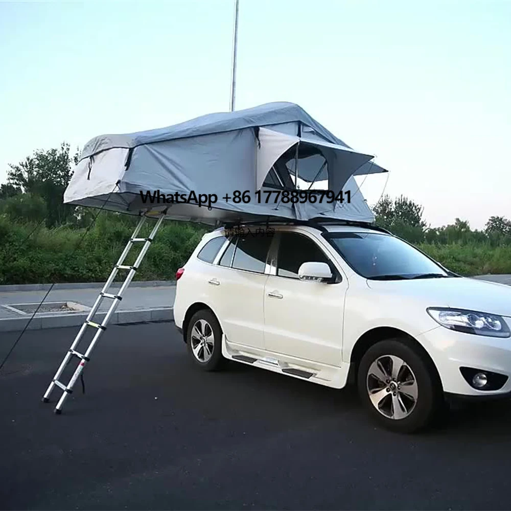 

Camping Roof Tent 2-4 Person Aluminium Base Oxford Fabric Roof Tent 2.4m Long Windproof and Rainproof Tent