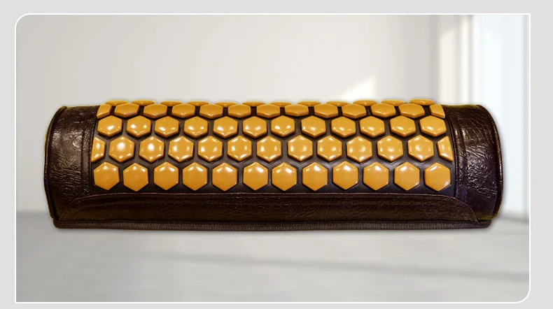 Bantal leher bantal heksagonal batu Germanium kuning kesehatan setengah silinder bantal pintar