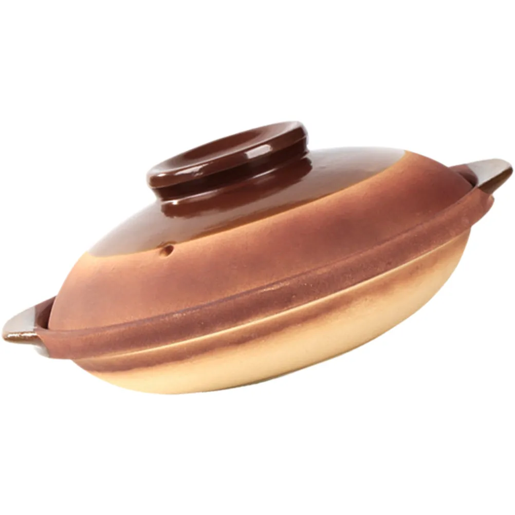 Household Casserole Clay Pot Double Handle Stewing Pot for Braised Chicken Rice Soup Rice Ceramic Kitchen Cookware