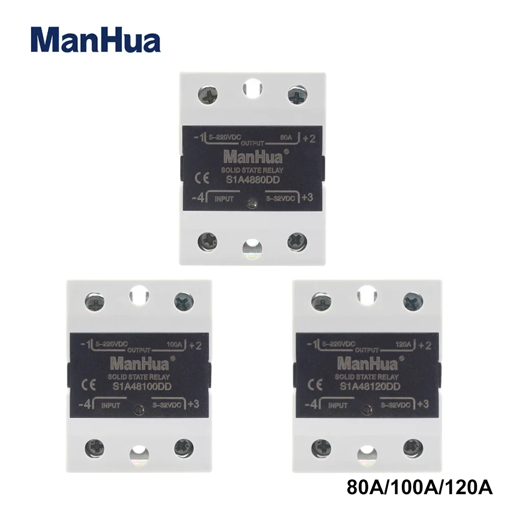 ManHua SSR 80A/100A/120A 3-32VDC Input 5-220VDC Output Single Phase DC to DC SSR Solid State Relay Module