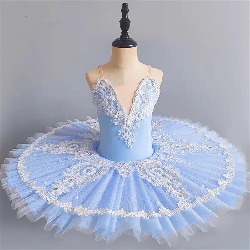 

Children Fairy Doll Ballet Dress Ballet Tutu Professional Girls Kids Belly Dance Clothing Blue Ballerina Costume With Hoop