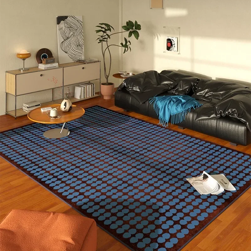 Living room modern retro blue carpet stripes lines bedroom bedside soft rug coffee table leisure area plush floor mat Alfombra 3