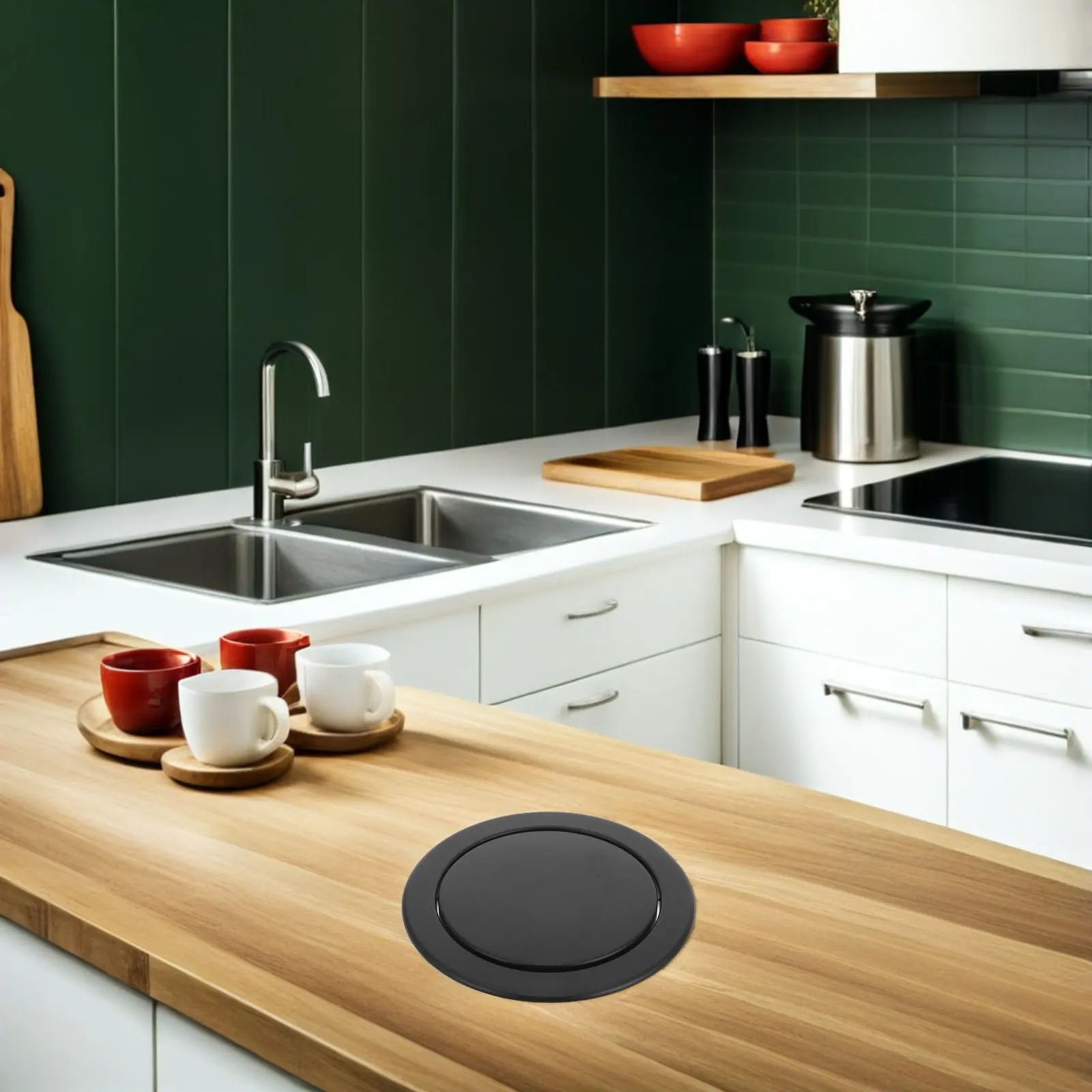 

Крышка для встраиваемого мусорного бака из нержавеющей стали для отверстий 22-26 см, скрытая, с откидной крышкой, для кухни и ванной комнаты