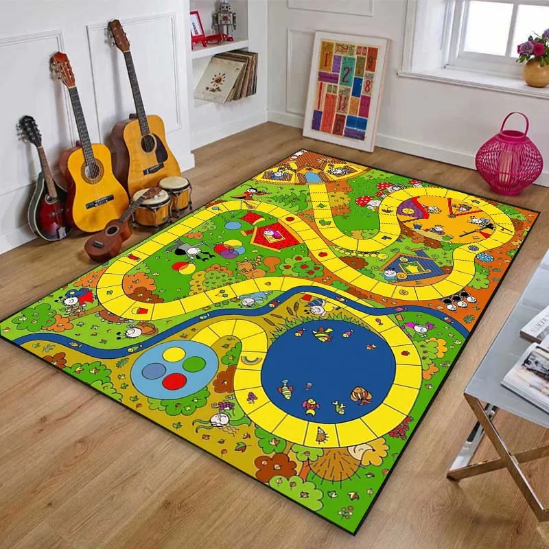 Game Snakes and Ladders Pattern Floor Rug Carpets Living Room Bedroom Bedside Bathroom Floor Mat Area Rug Kids Room Play Mat