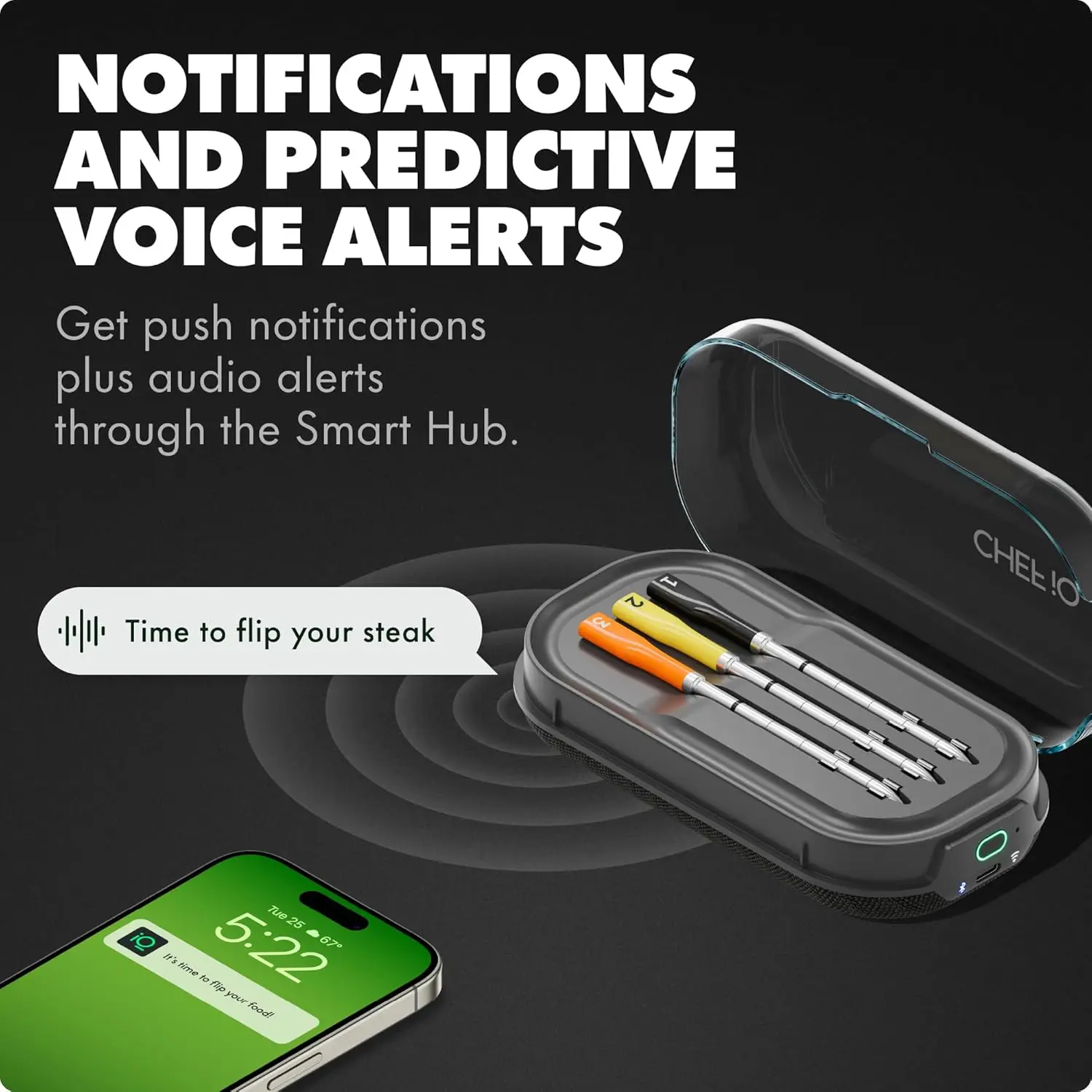 Smart Wireless Meat Thermometer with 3 Probes, WiFi Range, 1000°F Heat Safe for BBQ Grill Oven