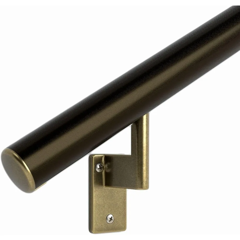 12ft Flush Handrail Kit - Architectural Bronze - Complete Indoor/Outdoor Handrail for Stairs - 1.6