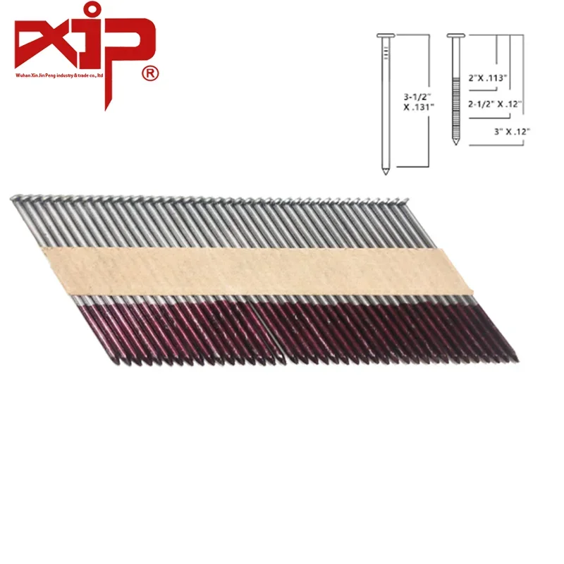 

D Head Nails 83mm HOT DIP Galvanized Paper Tape Collated Framing Nails Especially Suitable for Wet Places 240pcs(40pcs*6rows)