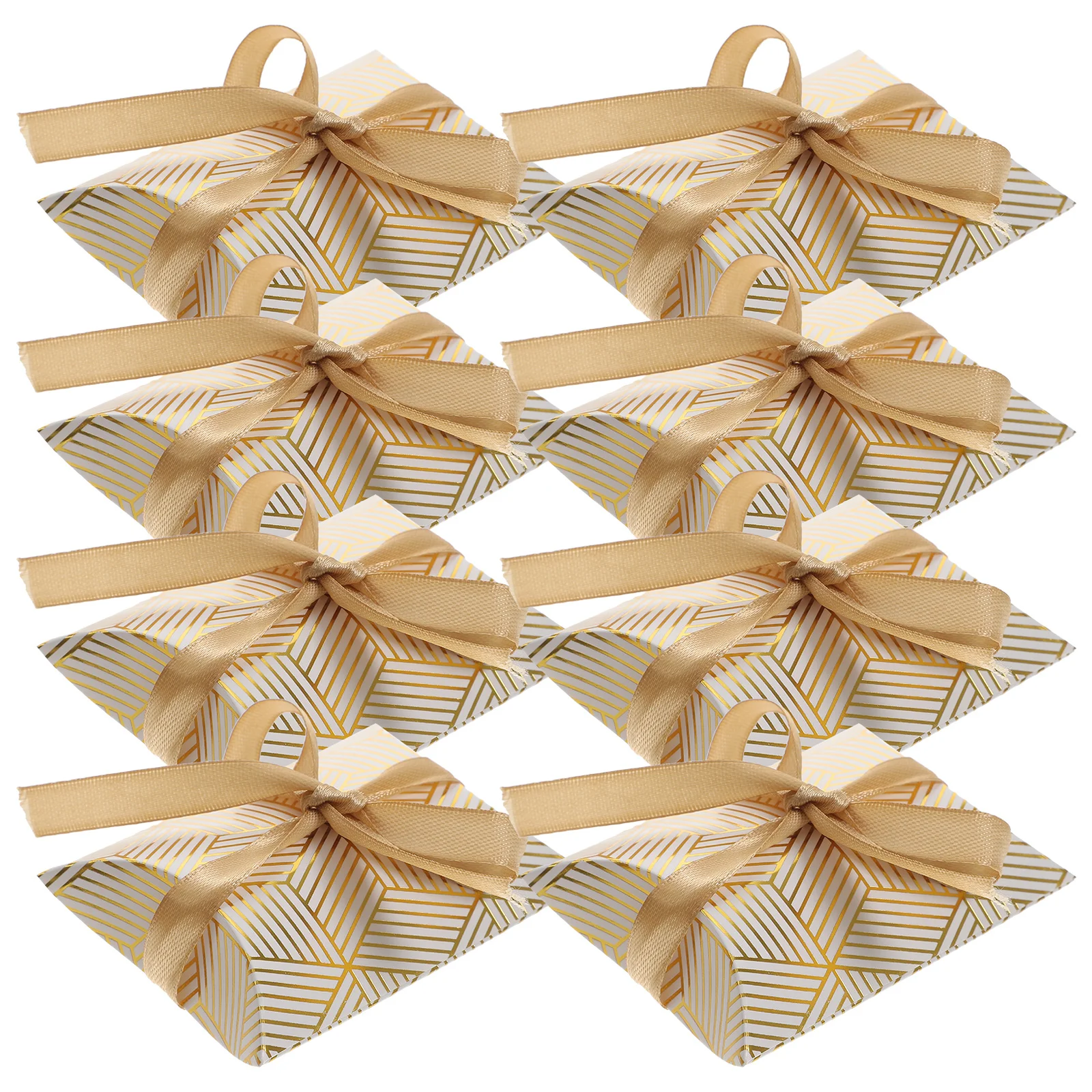 

50pcs Gold Foil Pattern Gift Box Pillow Shape Candy Packaging For Wedding Birthday Christmas Party Favor Boxes Treats Container