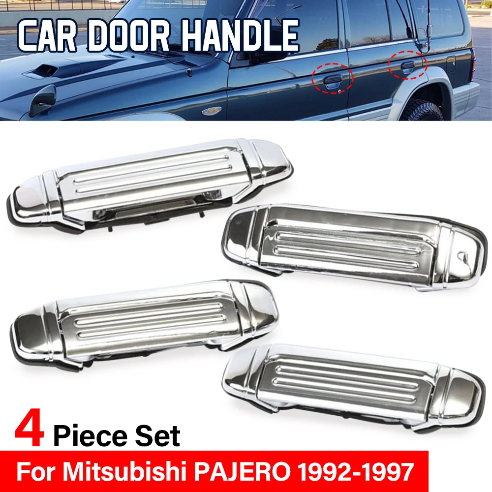 4pcs Chrome Door Handle for Mitsubishi Pajero 2 Accessories V31 V32 V33 V43 V44 V45 V46 1992-1999 1996 1997