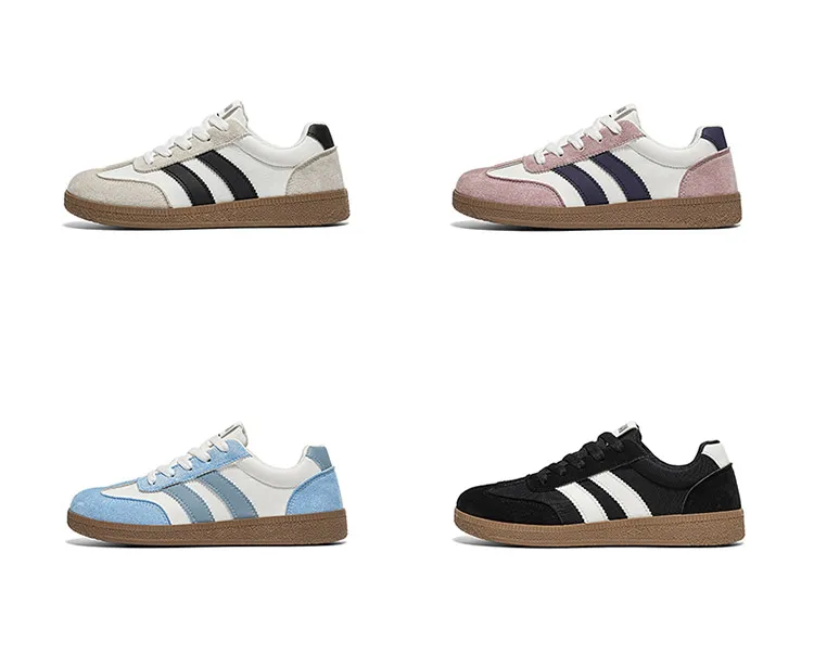 Damen Retro-Streifen-Sneaker mit Gummisohle, Schnürung, flache Schuhe, modische, vielseitige Freizeitschuhe zum Gehen für den täglichen Gebrauch – Detail 2