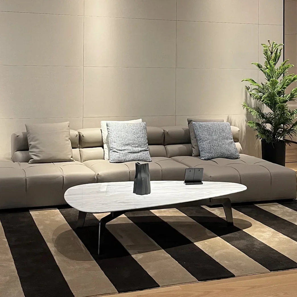 

03.ld14Italian Minimalist Natural Marble Coffee Table Irregular Shape Living Room Home Luxury Stone Tea Table