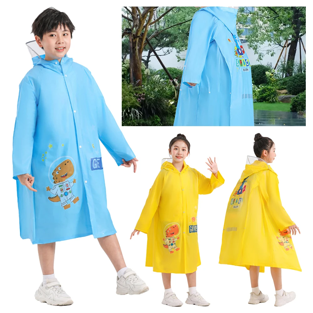 Creative Cartoon Kids Raincoat Long Style Full Body Thickened One-Piece Raincoat Waterproof Durable Rain Coat Outdoor