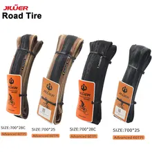 JILUER Pneu de bicicleta de estrada 700X28C/700X25C 60TPI Preto e cor da pele Pneu de bicicleta para bicicleta de cascalho/pneu de bicicleta dobrável