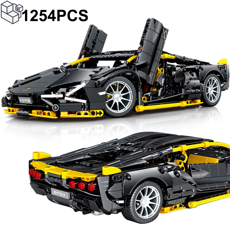 

1254PCS Technical Black Lambor Sports Car Building Blocks Super Speed Racing Vehicle Assemble Bricks Toys Gifts For Adult Boys