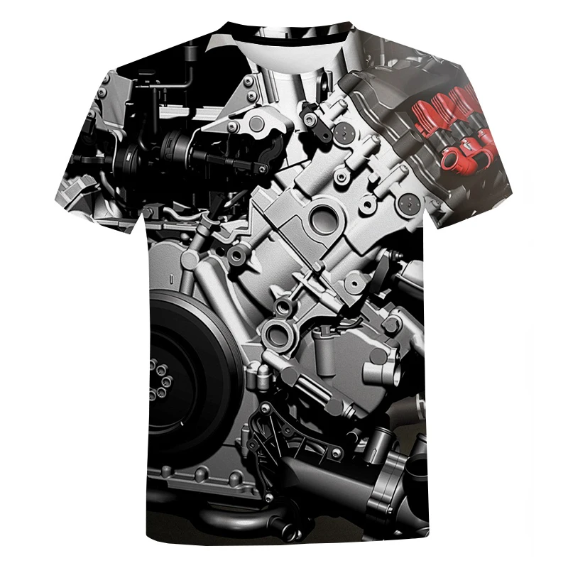 Engine 3D T-shirt Supercar Engine Mechanical Print Harajuku Style T Shirt Men Women Summer Fashion Casual Short Sleeve Cool Tops