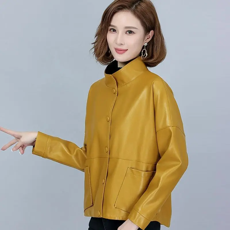 

spring and autumn 2023 new short Korean version of age-reducing casual imitation sheepskin loose leather jacket coat