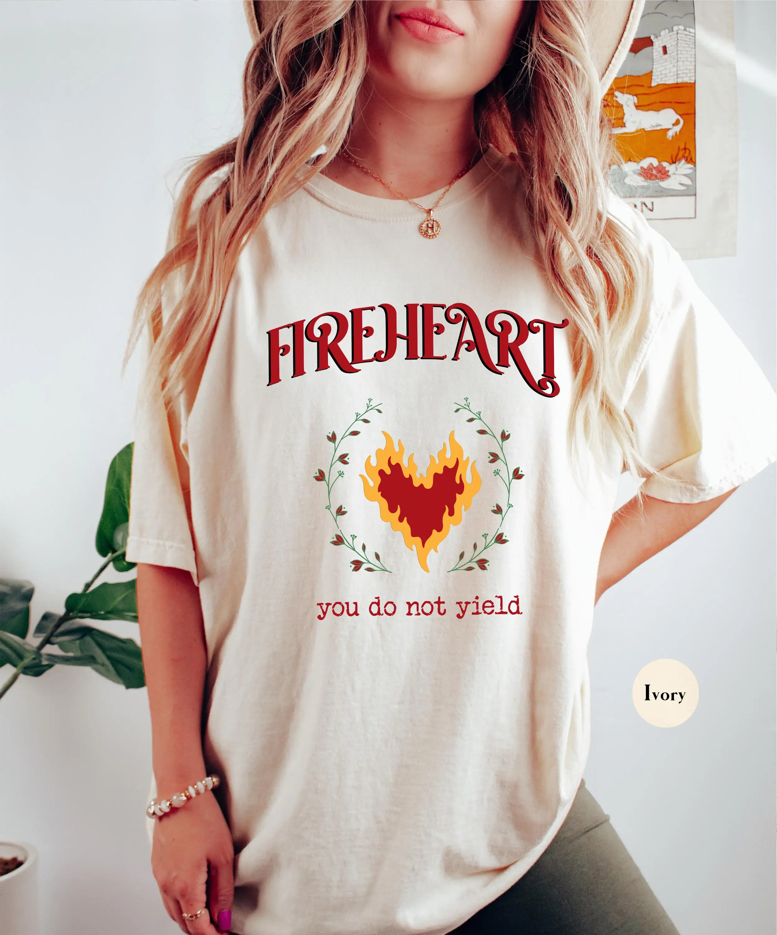 Fireheart TOG Fan Comfort Colors T Shirt Throne of Glass To Whatever End You Do Not Yield ACOTAR Inspired Apparel SJM Quotes