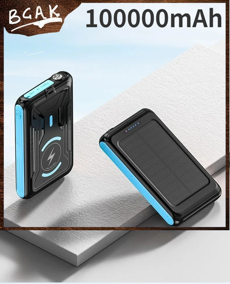 

New Style BCAK 10000mAh Wholesale of New Solar Magnetic Wireless Charging and Charging Bank Outdoor Three Defense Mobile Power