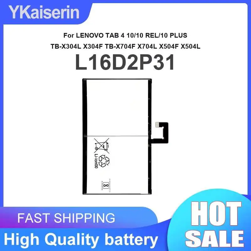 

For Lenovo Tab 4 10 10 Rel 10 Plus TB-X304L X304F TB-X704F X704L X504F X504L Rapid Charging 7000mAh L16D2P31 Tablet Battery
