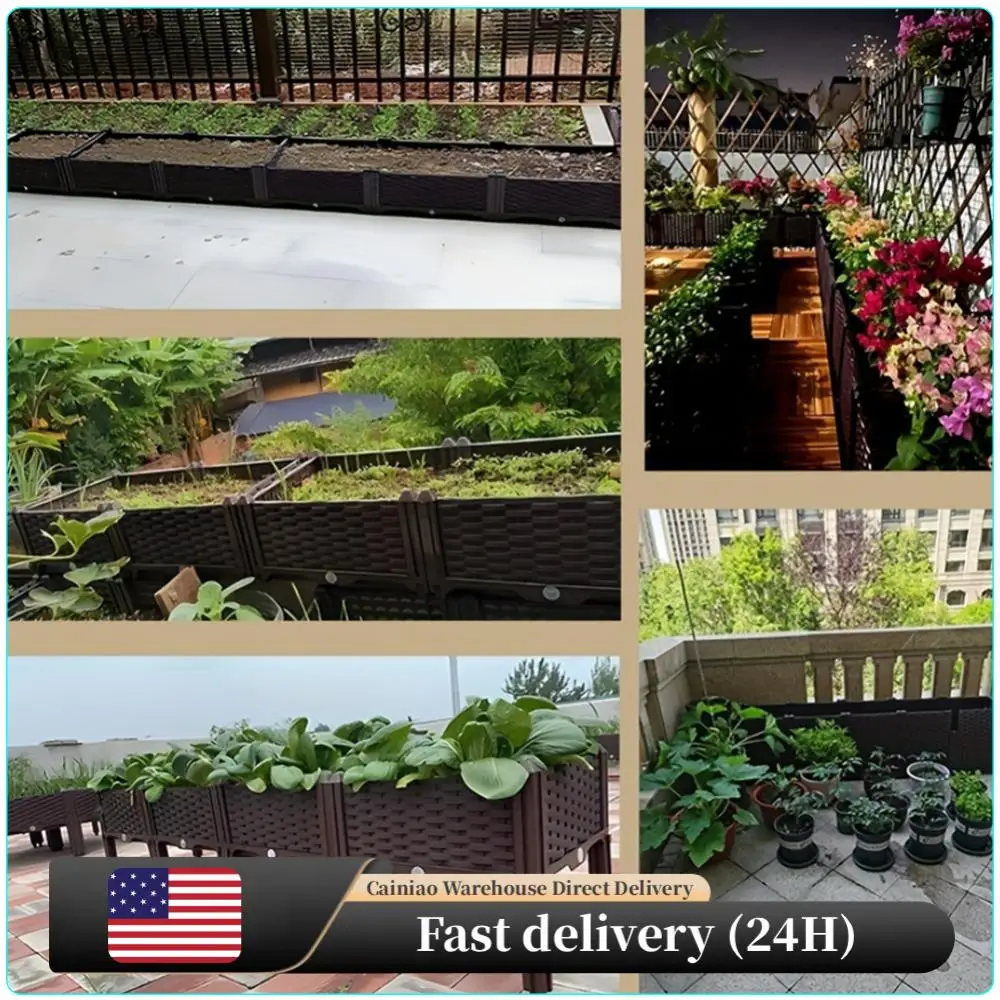 

Пластиковый контейнер для посадки с дренажными отверстиями, ящик для размножения с ножками, приподнятая кровать для сада, патио, балкона, ресторана