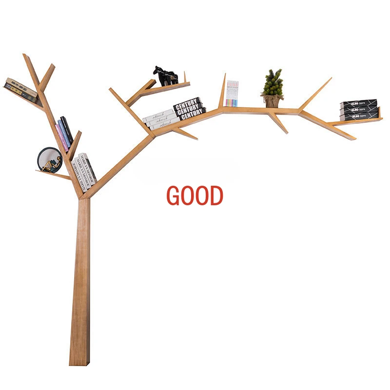 

Tree-Shaped Bookshelf Floor Creative Simple Modern Bedroom Wall Hanging Shelf