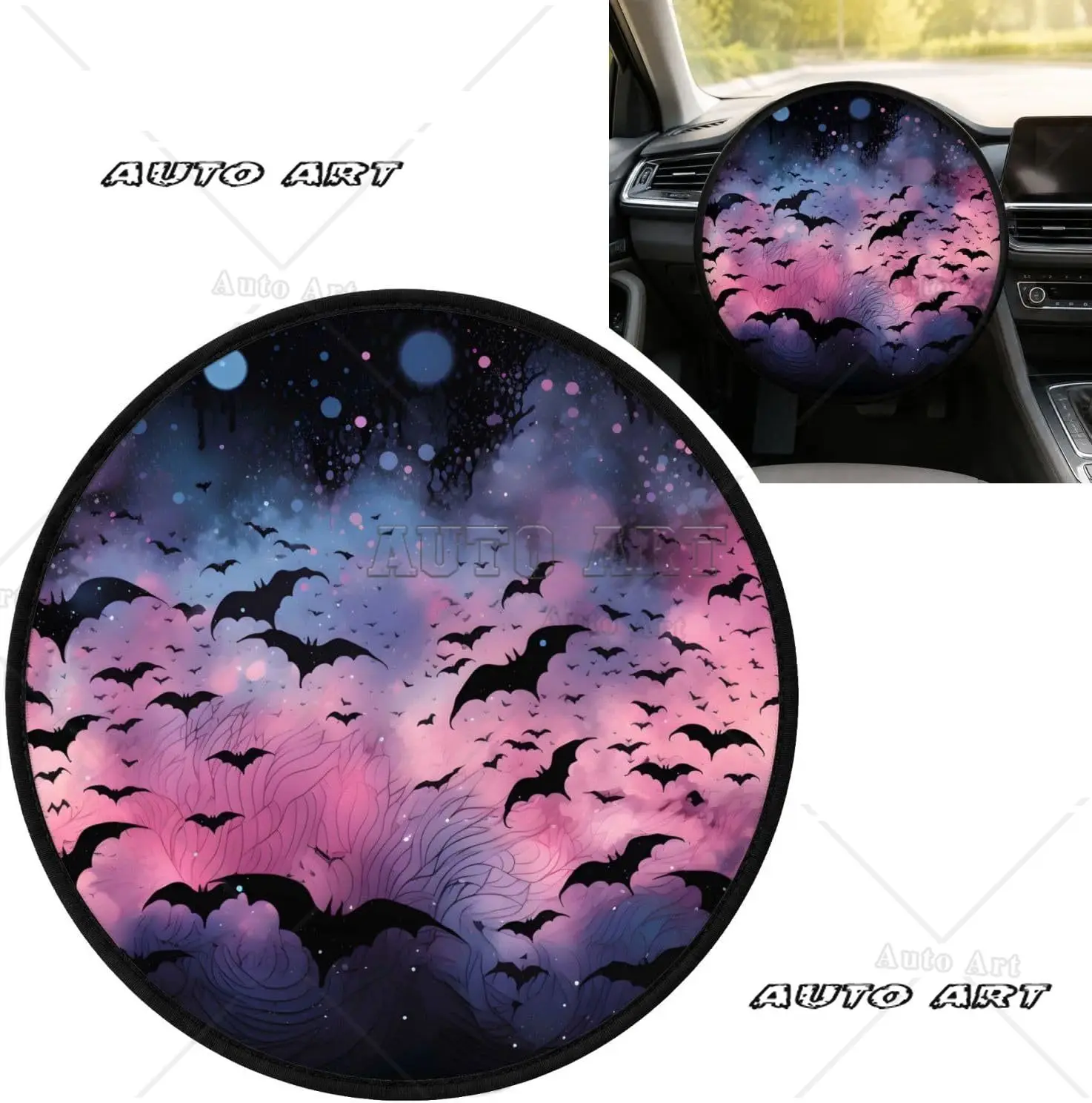 Halloween Bats Animal Car Steering Wheel Sun Shade Cover