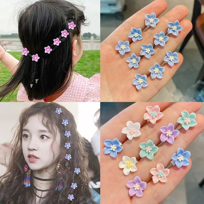 10pcs/Lot Small Flower Hair Claw Hair Accessories for Girls Sweet Hairpin Hair Braided Buckle Clips Hair Styling Accessories