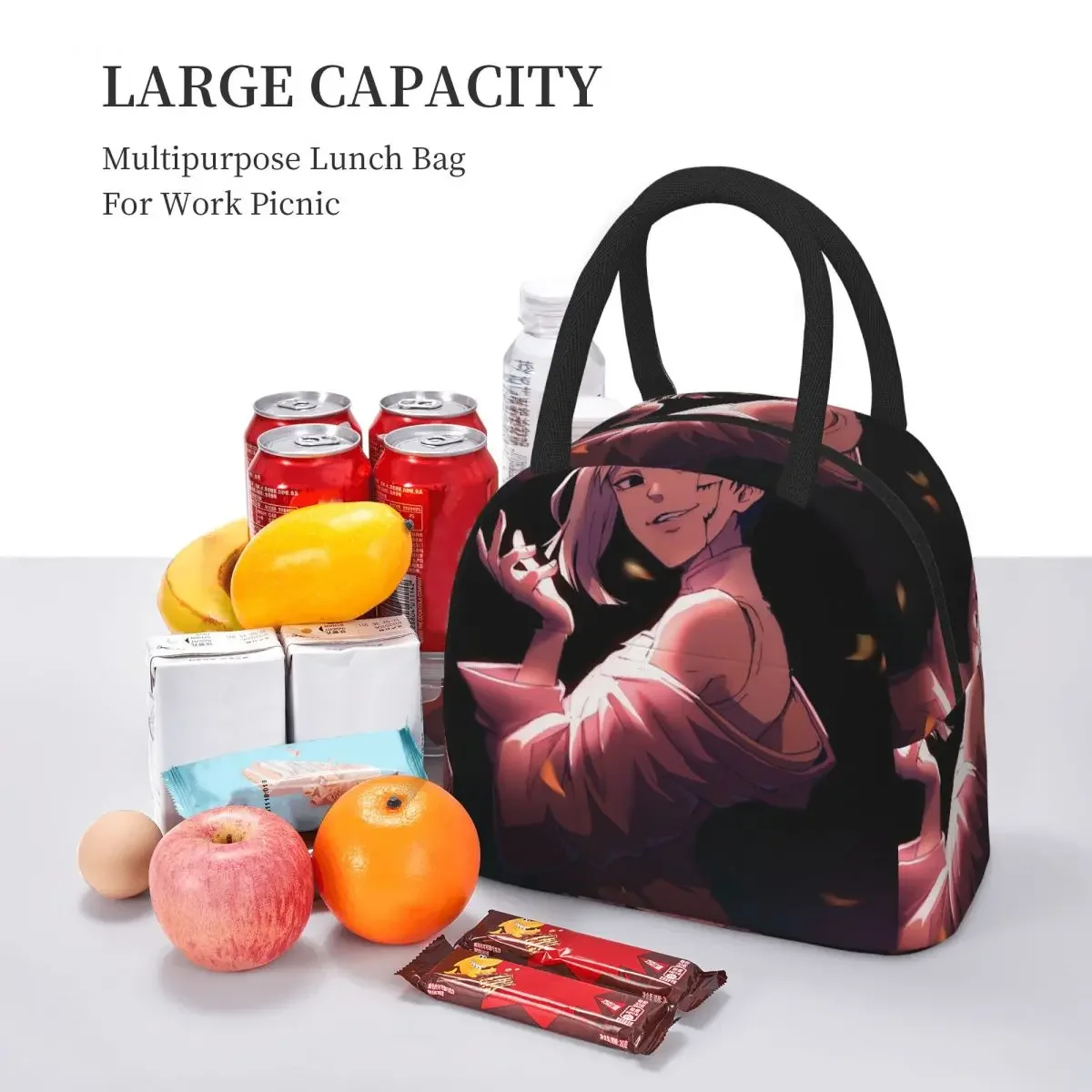 Gen Asagiri Dr Stone Apan Anime Insulated Lunch Bag for Women Office Cooler Thermal Food Box Tote Portable Lunch Boxes Container