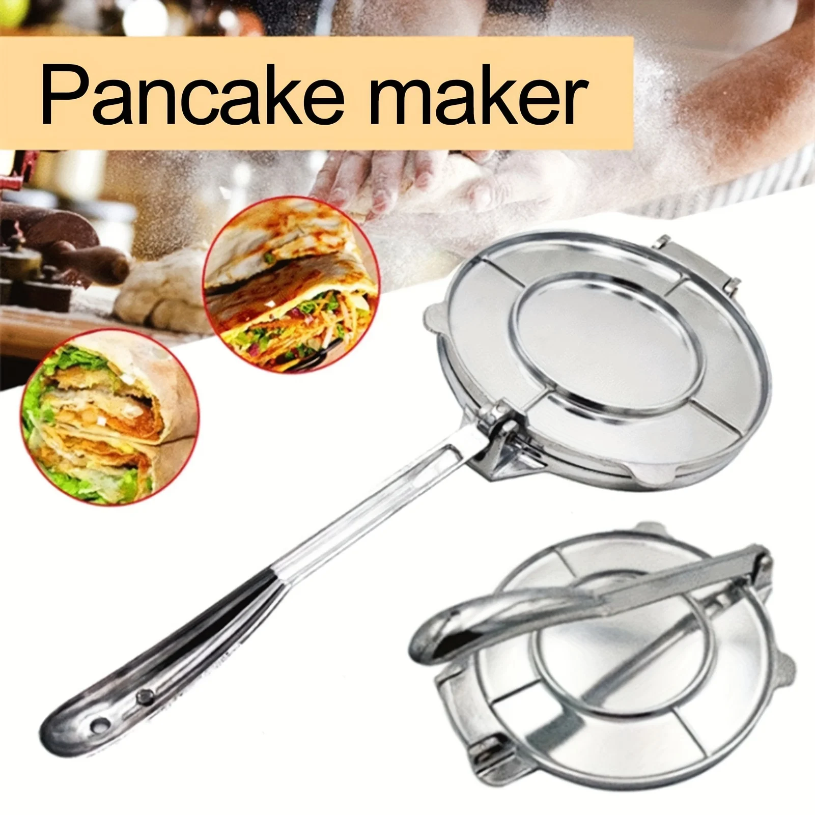 

Pancake Press Manual Pancake Press for Pancakes, Tortillas, Dough and Flour Pressing Pancake Tool, Restaurant Kitchen Supplies