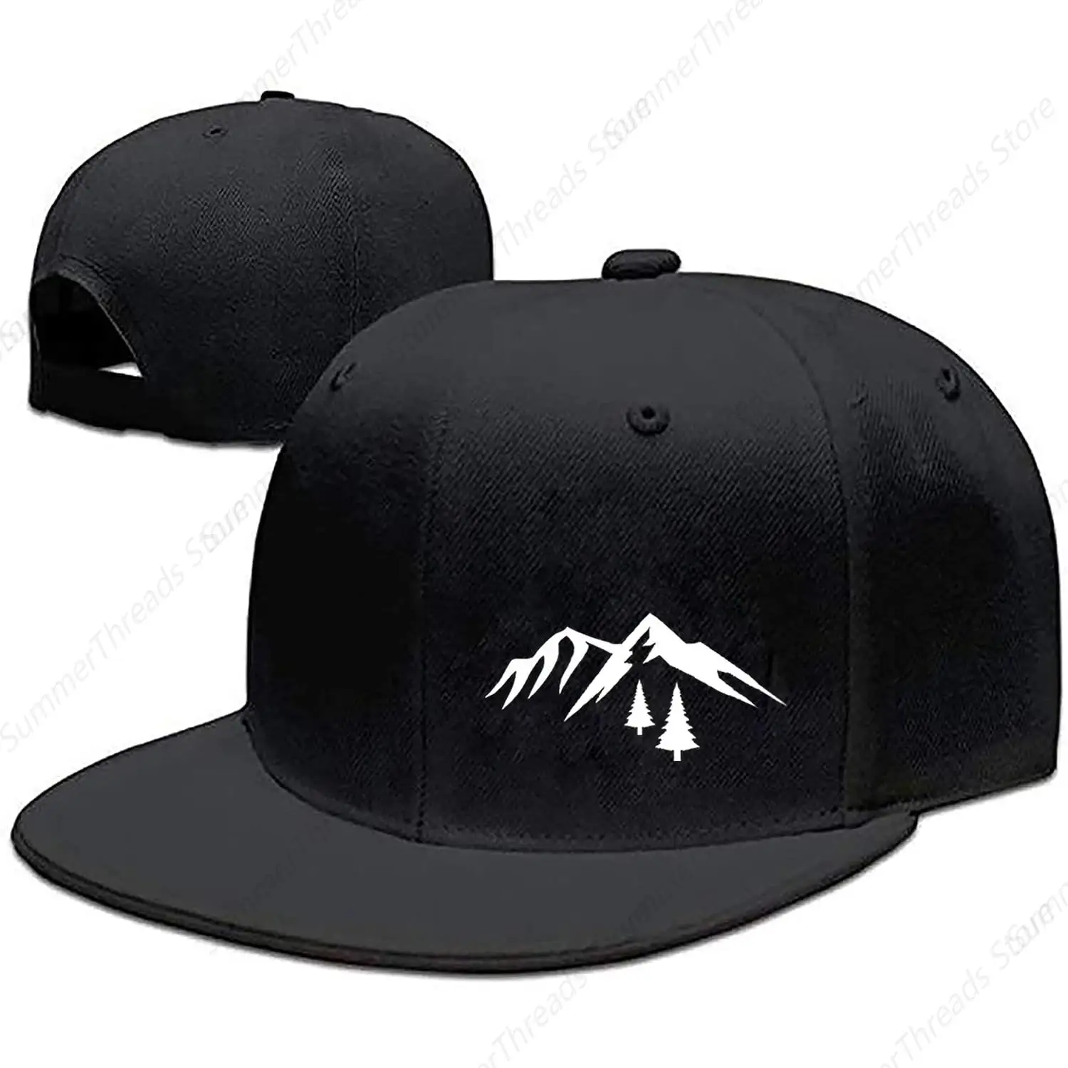 Rainbow Skull Mountain Range Snapback Hats For Men Flat Bill Mens Snap Backpack Trucker Hat Black Caps Boys