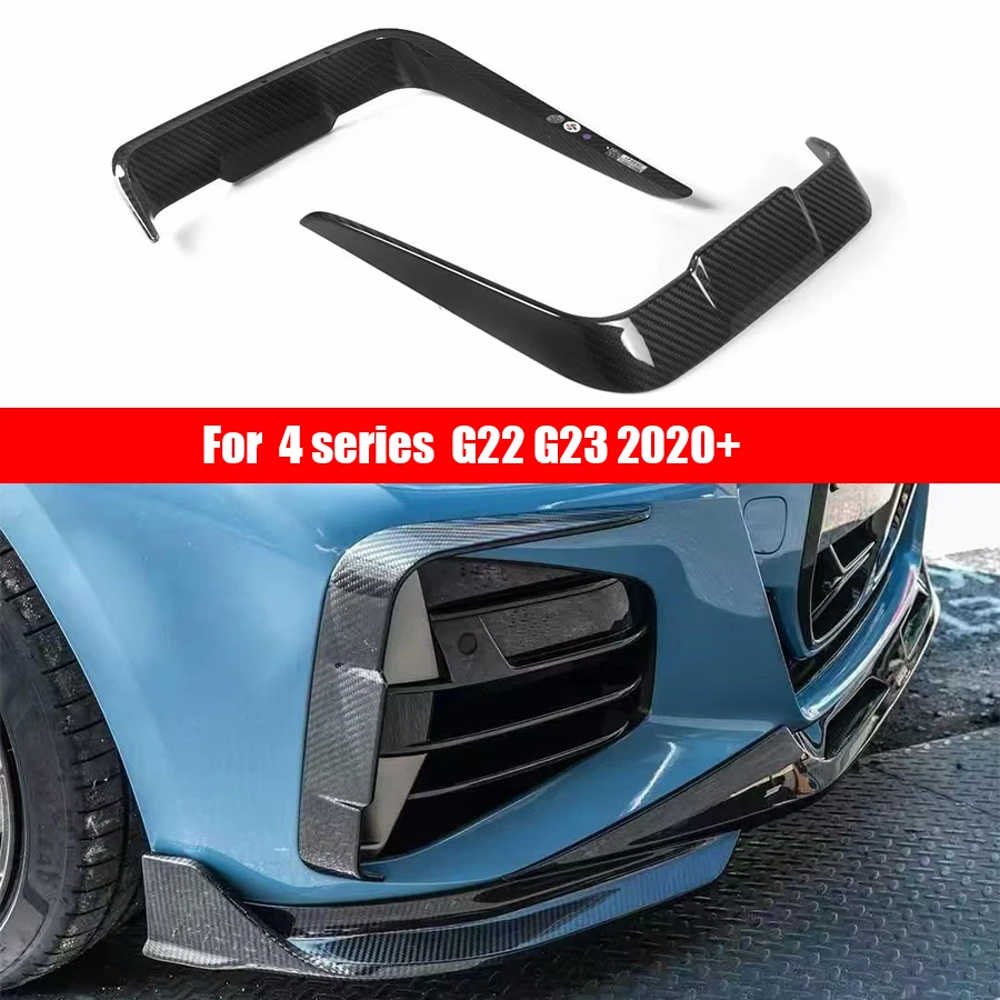 

For BMW 4 series G22 G23 2020+ Carbon Fiber Car Front Bumper Wind knife Tuyere Splitter Spoiler Air Knife Surround Trim Body Kit