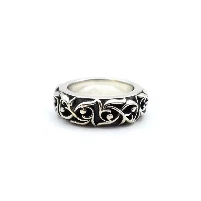 Vintage Vine Pattern Ring Silver Color Punk Gothic Retro Open Ring for Men Women Black Trend Unisex Jewelry Accessories