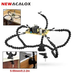 NEWACALOX Upgrade Bench Vise Clip-on Soldering Third Hand Helping Hans 3/4/ 5Pcs Flexible Arms PCB Holder Welding Repair Tool