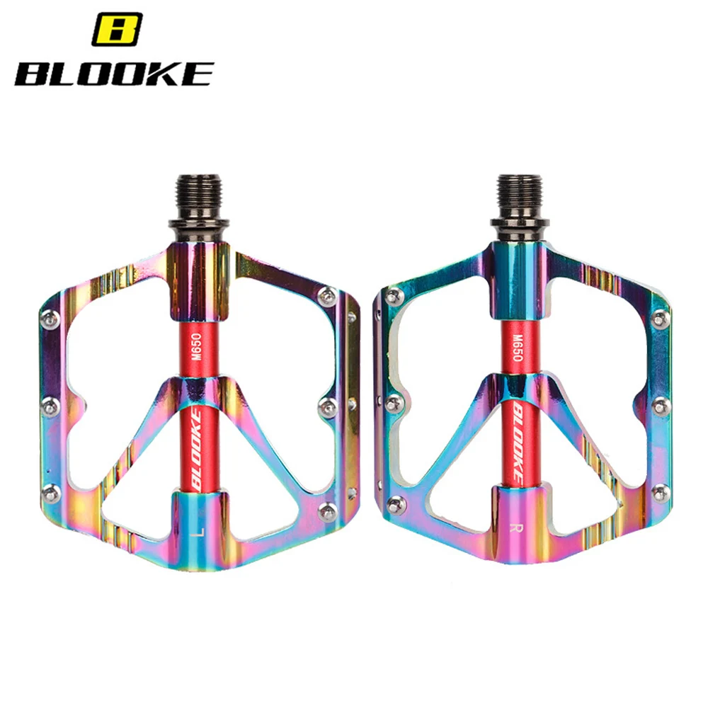 BLOOKE-Ultralight Bicycle Pedal, Aluminum Alloy, 3 Peilin Plated, Colorful, M650 Mountain Racing Bicycle, Large Tread Bearing