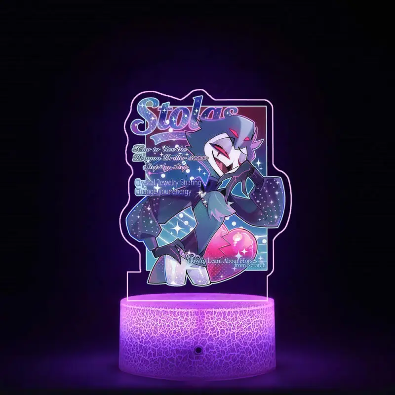 Night Light for Helluva Boss Verosika Mayday Asmodeus Vassago Stolas Colorful Lights Anime Bedside Lamp Desktop Decoration Gifts