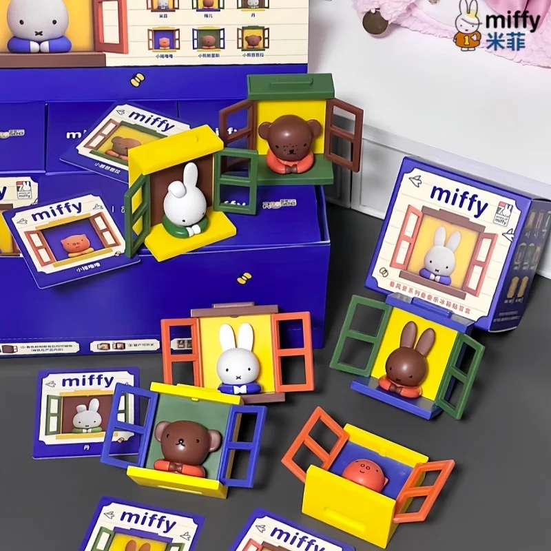 

In Stock Miffy Rabbit Blind Box Watching Scene Layered 3d Metal Magnetic Fridge Sticker Charm Collectible Gift Series Ornaments