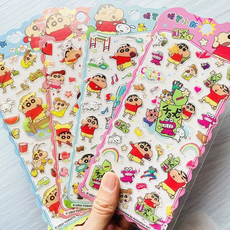 Crayon Shin-chan 3D Kristall-Epoxy-Aufkleber Niedliche Cartoon Wasserfeste Aufkleber für Kinder Scrapbook Wasserflasche Belohnungs-Schreibwaren