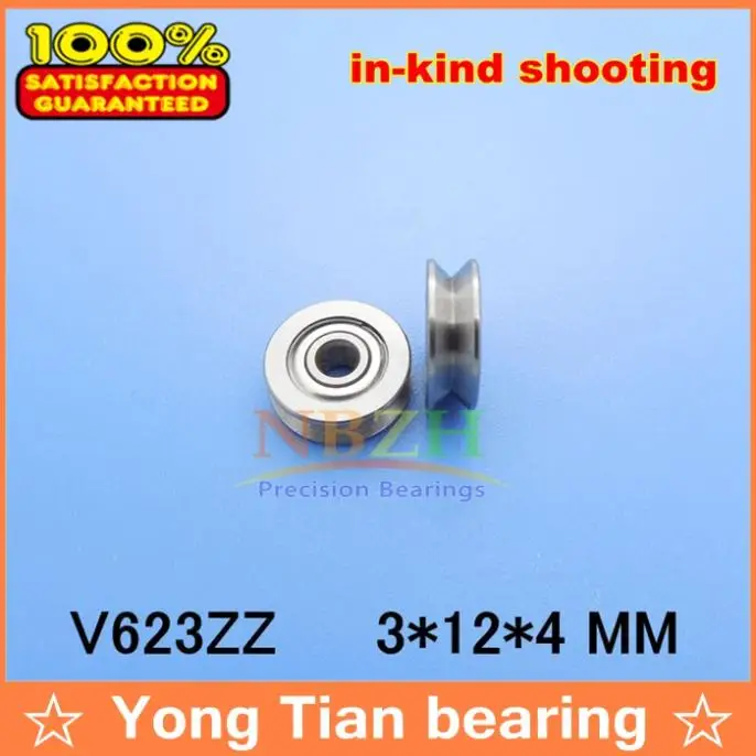 

V623ZZ V Groove Roller Wheel Ball Bearings (Bearing Steel Material ABEC-5)3*12*4 mm embroidery machine pulley SZV3-12